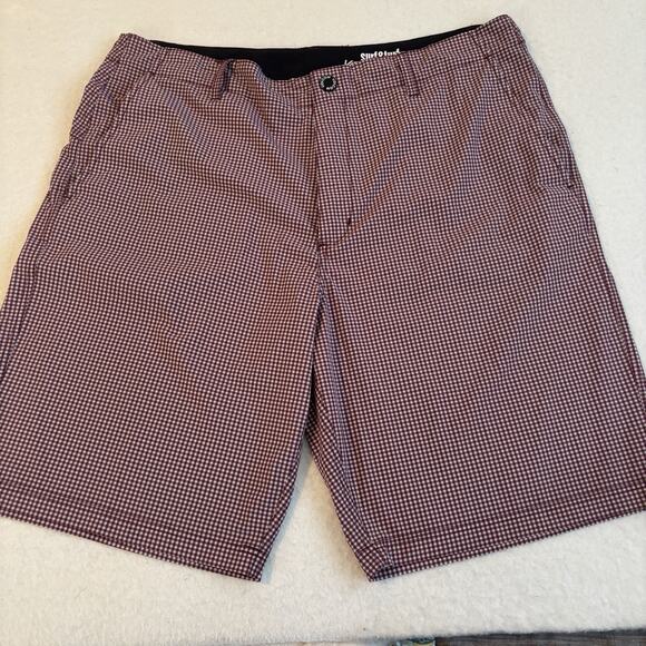 Volcom Surf & Turf Red & White Plaid Shorts Size 38 Chino - Picture 1 of 7
